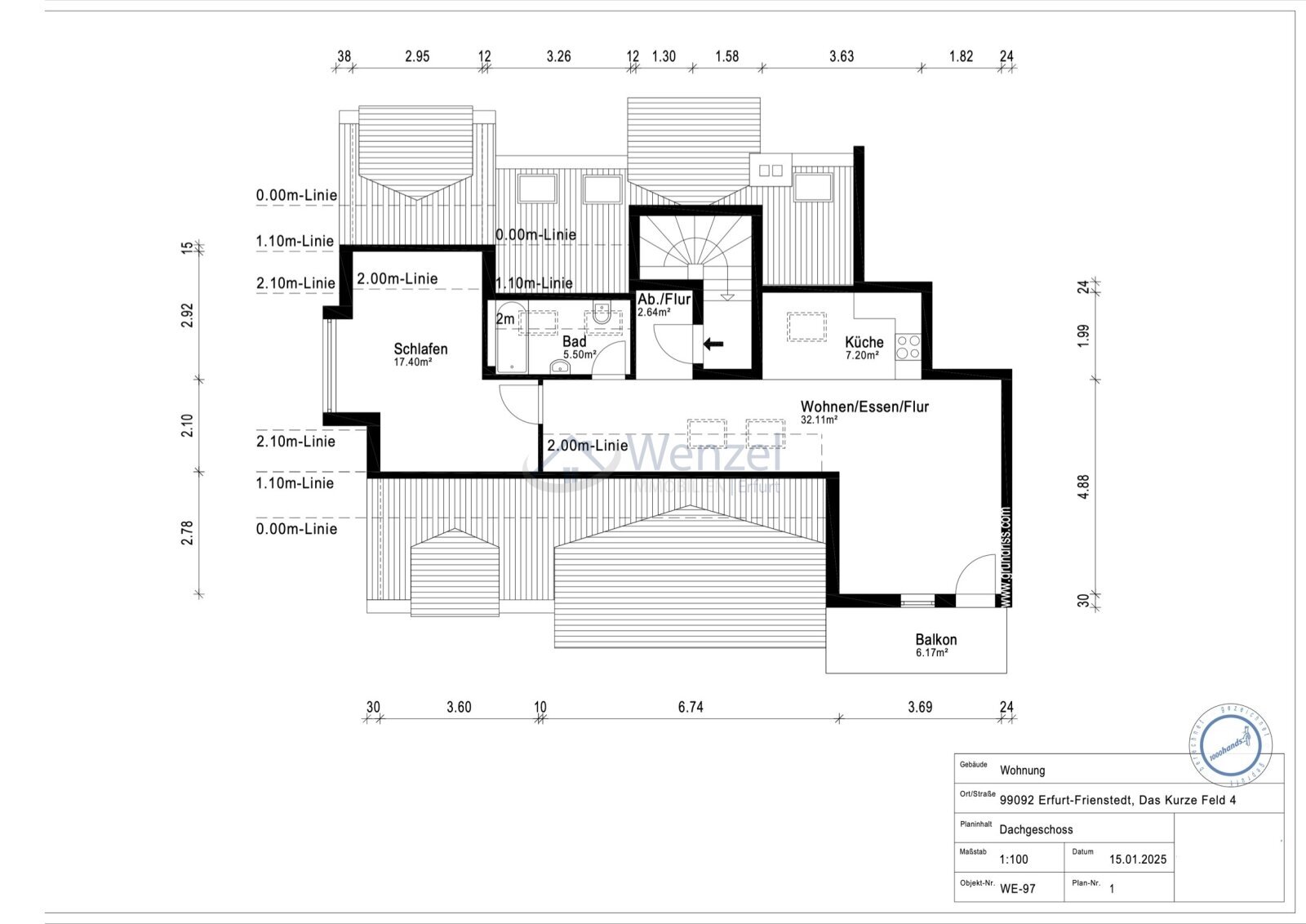 Wohnung zum Kauf 119.000 € 2 Zimmer 61,3 m²<br/>Wohnfläche 4.<br/>Geschoss ab sofort<br/>Verfügbarkeit Das kurze Feld 4 Frienstedt Erfurt 99092