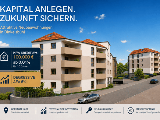 Wohnung zum Kauf provisionsfrei als Kapitalanlage geeignet 246.000 € 2 Zimmer 47,2 m² Feuchtwanger Straße 8 Dinkelsbühl Dinkelsbühl 91550