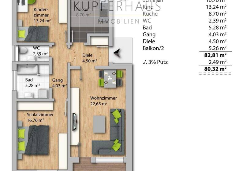 Wohnung zum Kauf 363.000 € 3 Zimmer 80,3 m² 3. Geschoss Fürstenfeldbruck 82256