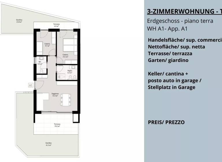 Studio zum Kauf 398.000 € 3 Zimmer 95 m² Affi 37010