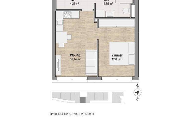 Wohnung zum Kauf 229.140 € 2 Zimmer 39,4 m² 2. Geschoss Lindweg Geidorf Graz 8010