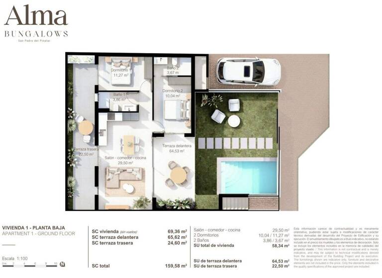 Bungalow zum Kauf - Erstbezug provisionsfrei 290.900 € 3 Zimmer 64 m² 69 m² Grundstück San Pedro del Pinatar 30740