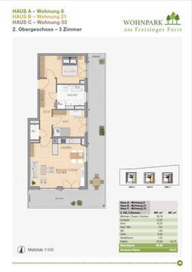 Wohnung zur Miete 700 € 3 Zimmer 97 m² frei ab sofort Holzgartenstraße Freising Freising 85354