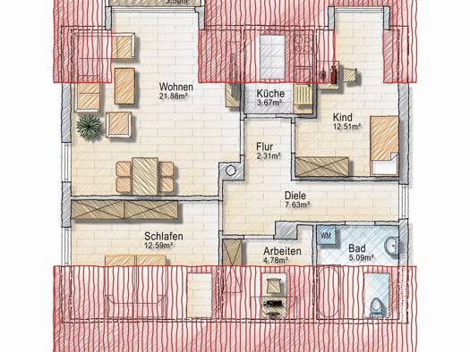 Wohnung zur Miete 800 € 3 Zimmer 72 m² 4. Geschoss frei ab 01.09.2026 Kissing 86438