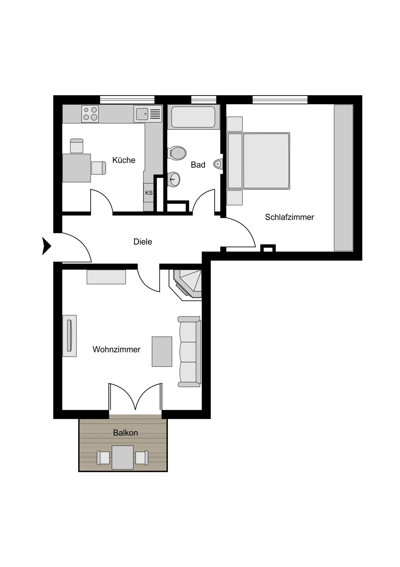 Wohnung zum Kauf 189.000 € 2,5 Zimmer 55 m²<br/>Wohnfläche 2.<br/>Geschoss Grumme Bochum 44791