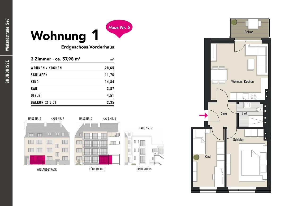 Wohnung zum Kauf provisionsfrei 393.000 € 3 Zimmer 58 m²<br/>Wohnfläche EG<br/>Geschoss ab sofort<br/>Verfügbarkeit Bayenthal Köln 50968