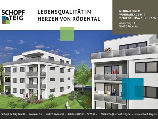 Terrassenwohnung zum Kauf - Erstbezug provisionsfrei als Kapitalanlage geeignet 385.100 € 3 Zimmer 91,7 m² Waldsachsen Rödental 96472
