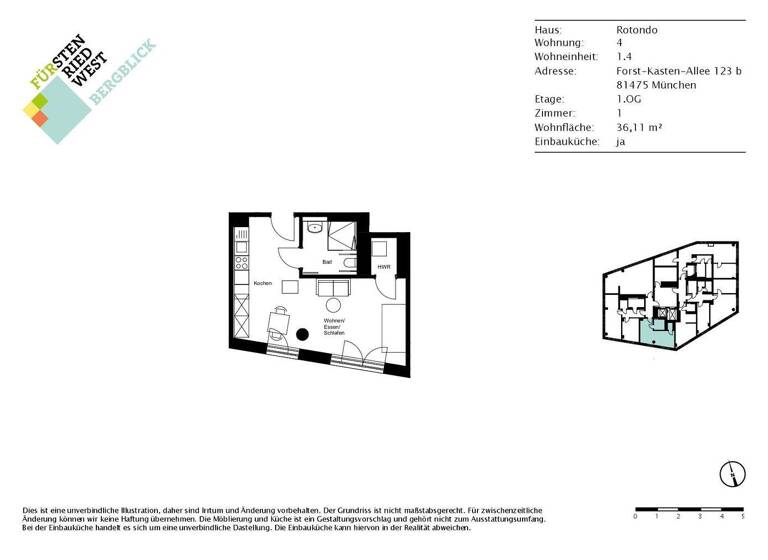 Studio zur Miete - Erstbezug 970 € 1 Zimmer 36,1 m² 1. Geschoss Forst-Kasten-Allee 123b Thalk.Obersendl.-Forsten-Fürstenr.-Solln München 81475