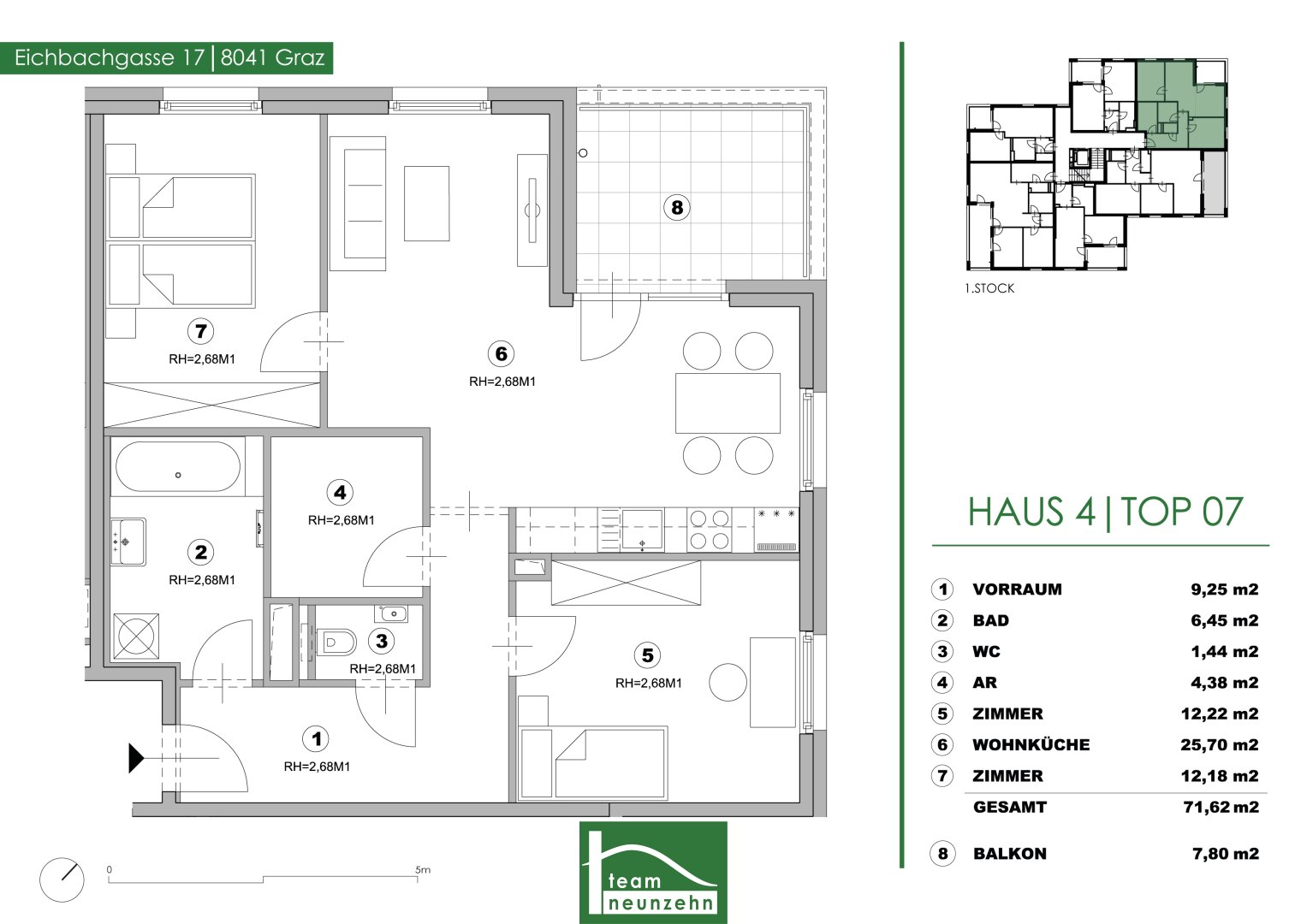 Wohnung zur Miete 936 € 3 Zimmer 71 m²<br/>Wohnfläche 1.<br/>Geschoss Eichbachgasse 17 Liebenau Graz 8041