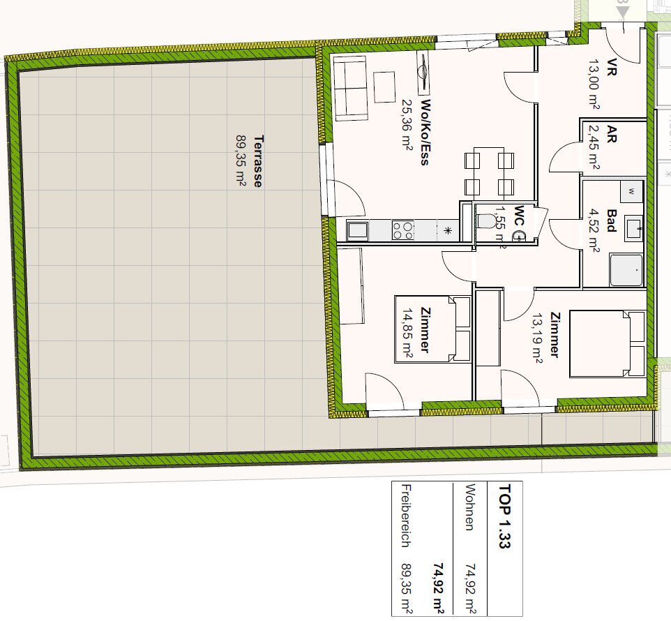 Penthouse zum Kauf provisionsfrei 406.366 € 3 Zimmer 74,9 m²<br/>Wohnfläche Hauptstraße Kalsdorf bei Graz 8401