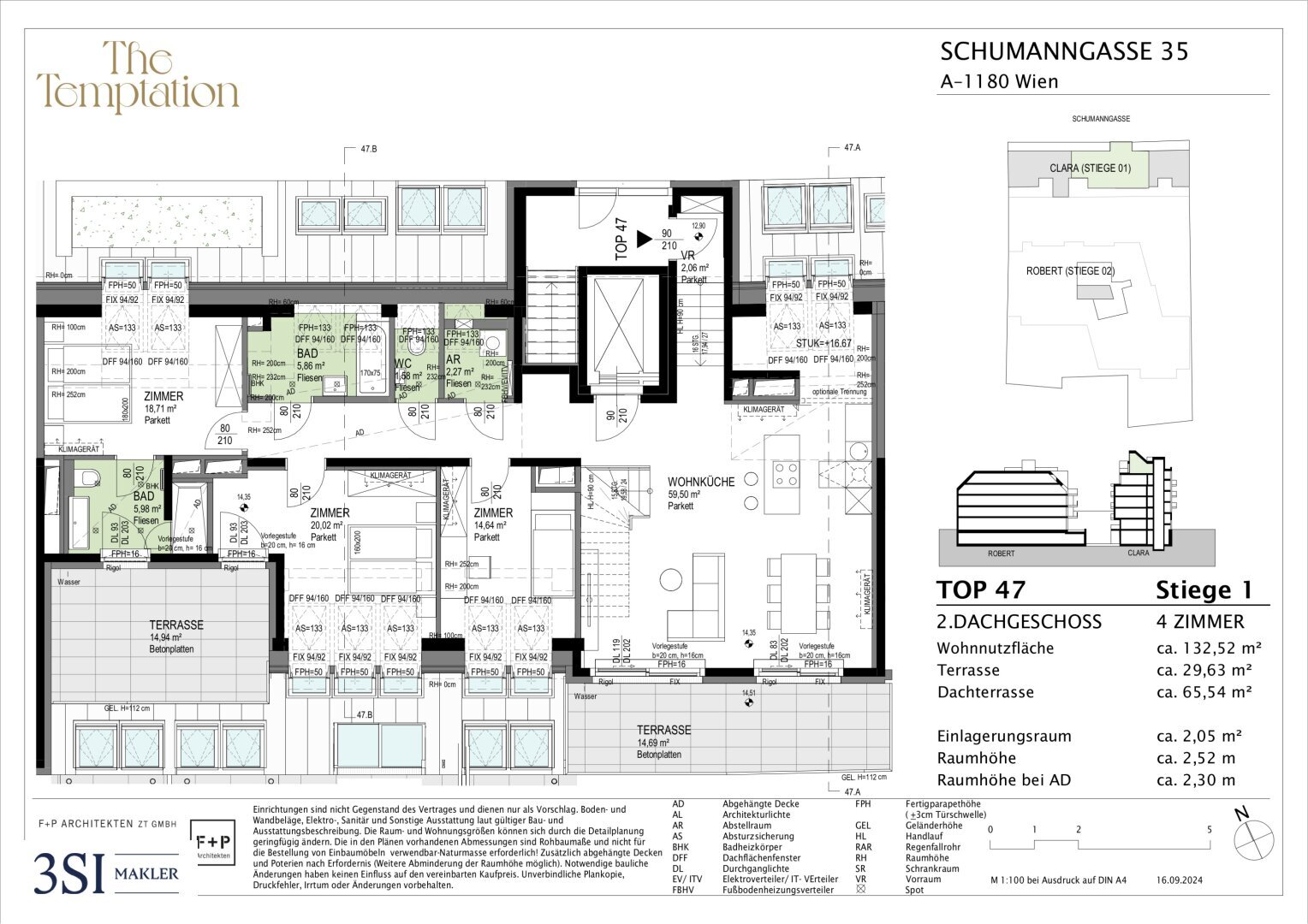 Wohnung zum Kauf 1.769.700 € 4 Zimmer 132,5 m²<br/>Wohnfläche 5.<br/>Geschoss Schumanngasse 35 Wien 1180