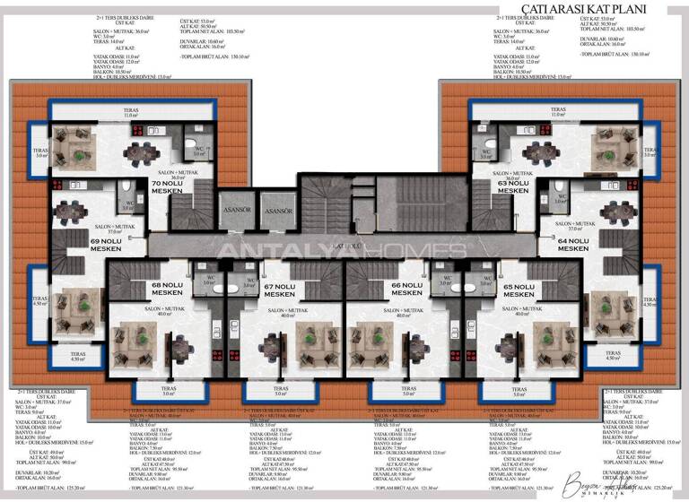 Studio zum Kauf 103.000 € 2 Zimmer 70 m² 1. Geschoss Antalya 07410
