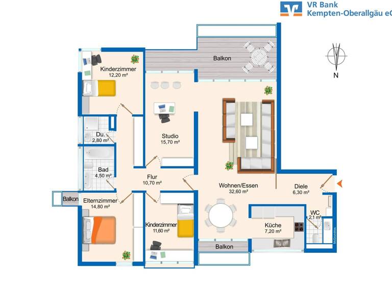 Wohnung zum Kauf 479.000 € 5 Zimmer 128 m²<br/>Wohnfläche Kempten Kempten 87439