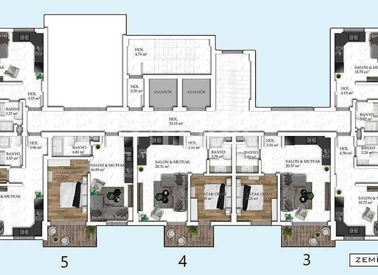 Studio zum Kauf 75.000 € 2 Zimmer 60 m² EG Antalya 07410