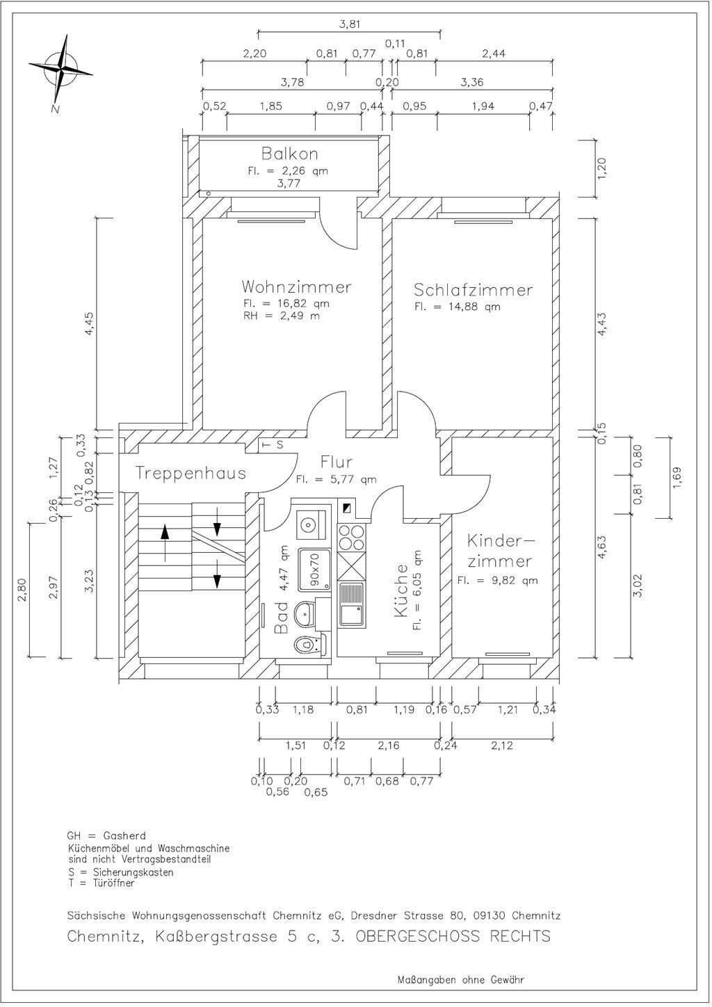 Wohnung zur Miete 357 € 3 Zimmer 60,5 m²<br/>Wohnfläche 3.<br/>Geschoss ab sofort<br/>Verfügbarkeit Kaßbergstraße 5 c Kaßberg 910 Chemnitz 09112