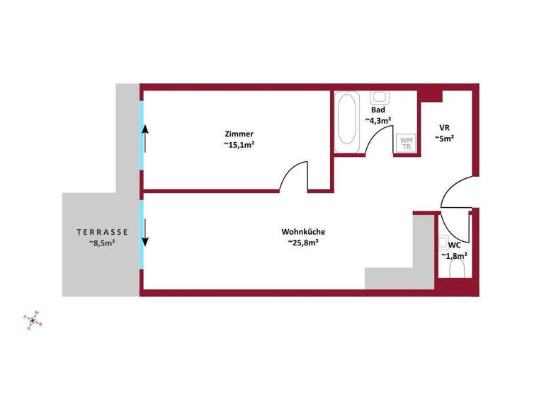 Terrassenwohnung zum Kauf provisionsfrei 298.000 € 2 Zimmer 52 m² Wien 1220