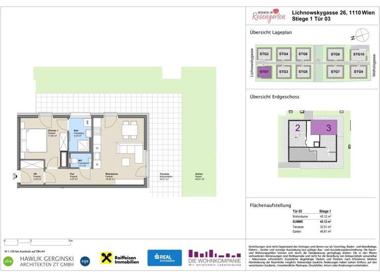 Wohnung zum Kauf - Erstbezug provisionsfrei 289.416 € 2 Zimmer 45,3 m² EG Lichnowskygasse 26 Wien 1110