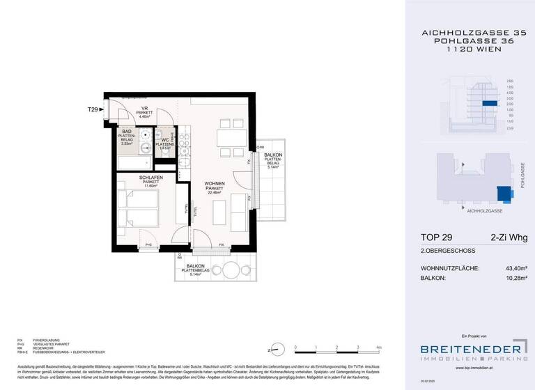Wohnung zum Kauf - Erstbezug 339.000 € 2 Zimmer 43,4 m² 2. Geschoss Wien 1120