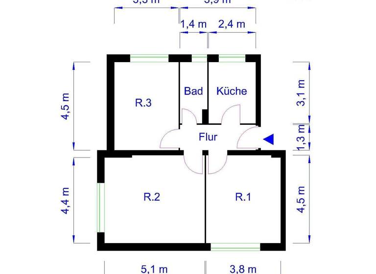 Wohnung zur Miete 549 € 3 Zimmer 68,6 m² 1. Geschoss frei ab 01.07.2026 Walbecker Str. 49 Stadtfeld West Magdeburg 39110