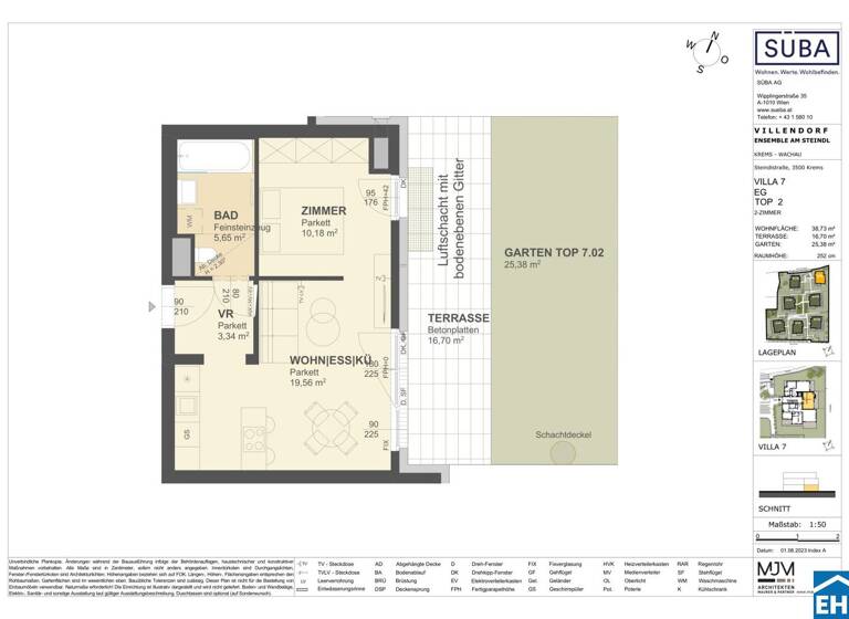 Wohnung zum Kauf - Erstbezug 265.000 € 2 Zimmer 38,7 m² EG Steindlstraße Krems an der Donau 3500