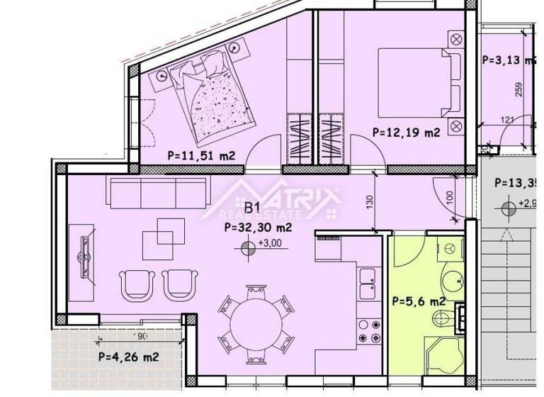 Wohnung zum Kauf 289.000 € 3 Zimmer 63 m² 1. Geschoss Porec Luka