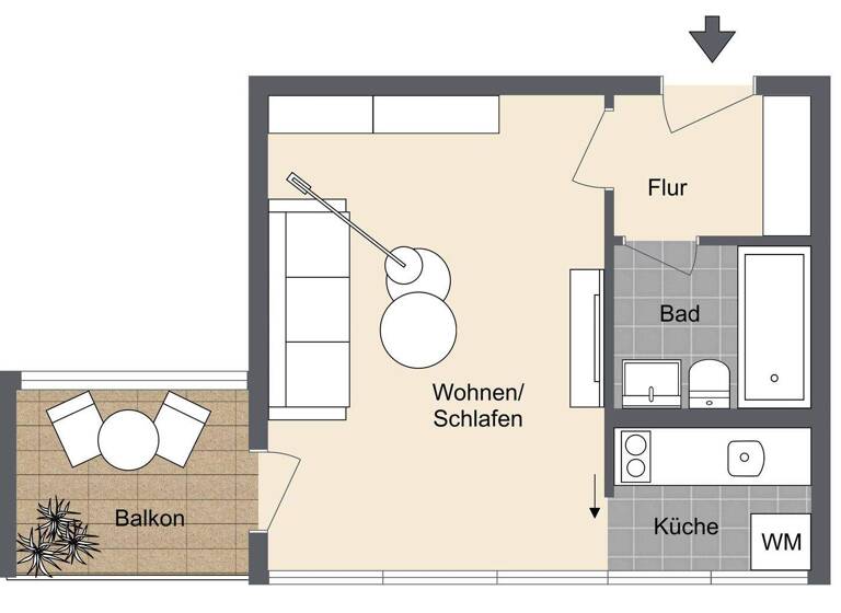 Studio zum Kauf 149.900 € 1 Zimmer 30,6 m² 1. Geschoss Mitte Ulm 89073