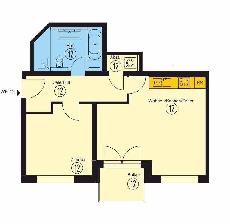 Wohnung zur Miete 818 € 2 Zimmer 58,5 m²<br/>Wohnfläche 3.<br/>Geschoss Ungerstraße 10/12 Anger-Crottendorf Leipzig 04318