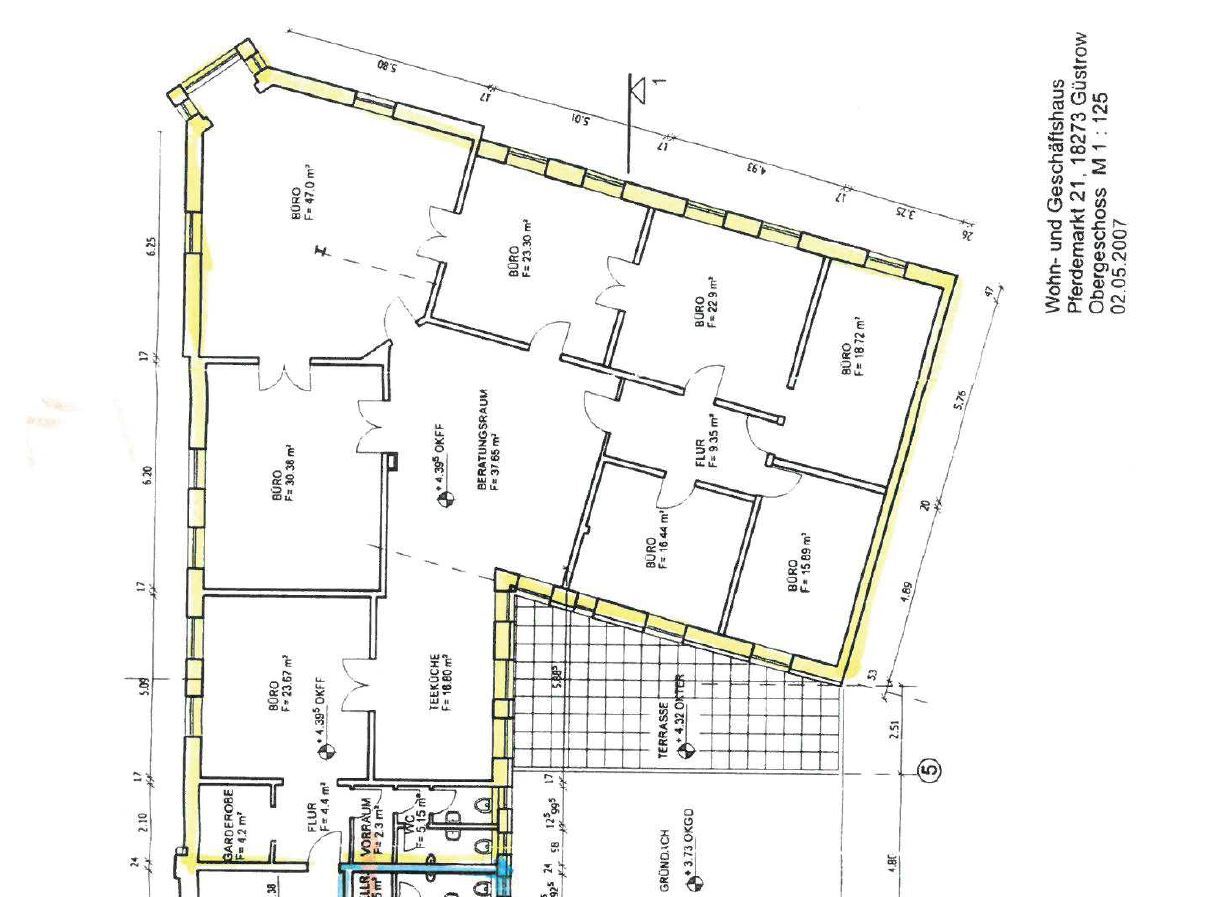 Bürofläche zur Miete provisionsfrei 1.996 € 8 Zimmer 293,3 m²<br/>Bürofläche Pferdemarkt 21 Altstadt Güstrow 18273