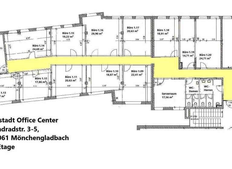 Bürofläche zur Miete 2.690 € 12 Zimmer 339,8 m² Bürofläche Sandradstraße 3-5 Stadtmitte Mönchengladbach 41061