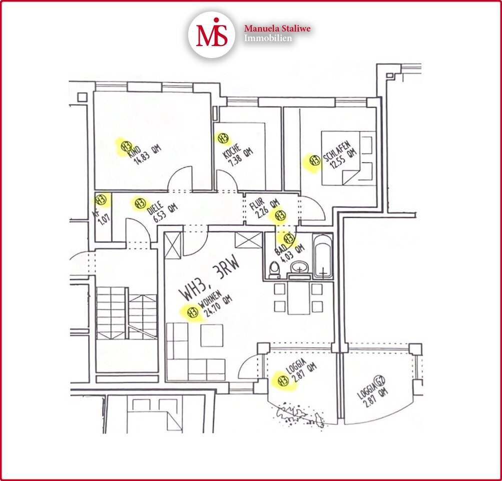 Wohnung zum Kauf 195.000 € 3 Zimmer 76,2 m²<br/>Wohnfläche 1.<br/>Geschoss Furth - Süd Neuss 41462