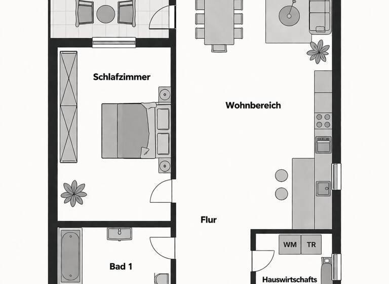 Wohnung zur Miete 745 € 2 Zimmer 59,6 m² 2. Geschoss frei ab sofort Luisenglück 22 Barop Dortmund 44225