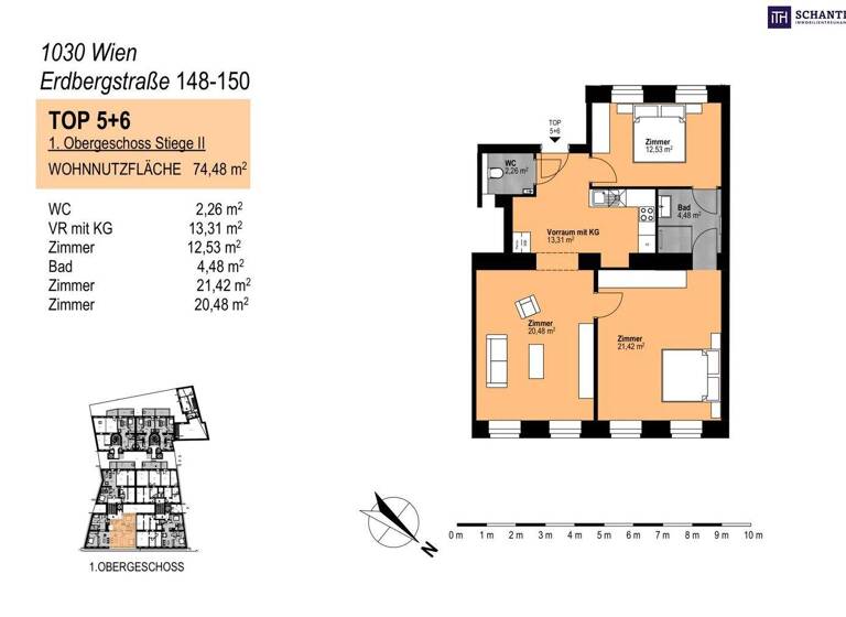 Wohnung zum Kauf - Erstbezug 419.000 € 3 Zimmer 74,2 m² 1. Geschoss Wien 1030