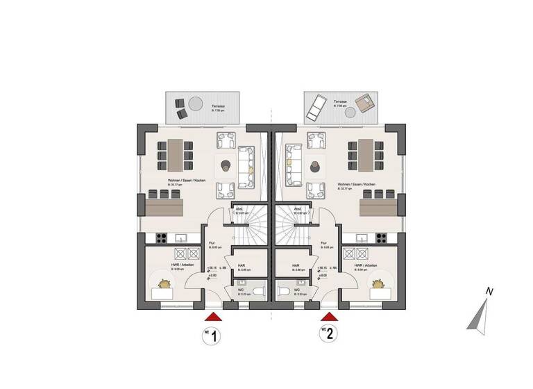 Doppelhaushälfte zum Kauf - Erstbezug 642.500 € 5 Zimmer 121 m² 243 m² Grundstück Angelmodde Münster 48147