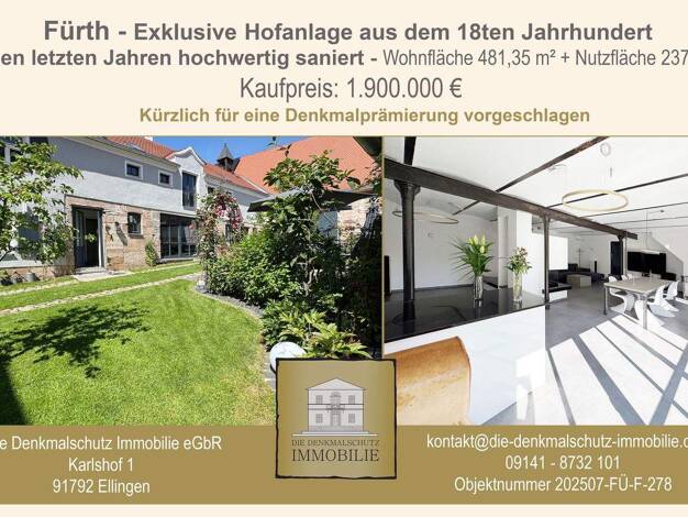 Haus zum Kauf 1.900.000 € 481,4 m² 770 m² Grundstück Unterfarrnbach Fürth 90766