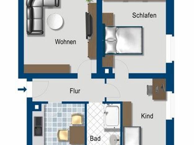 Wohnung zur Miete 546 € 3 Zimmer 62 m² frei ab 16.09.2026 Mötzlicher Str. 20 Gottfried-Keller-Siedlung Halle (Saale) 06118