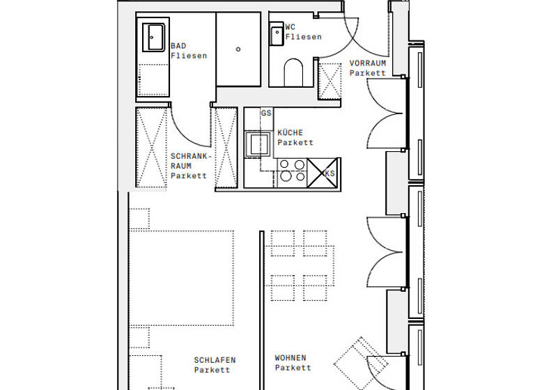 Wohnung zur Miete - Erstbezug 947 € 2 Zimmer 45,4 m² 13. Geschoss Wien 1220