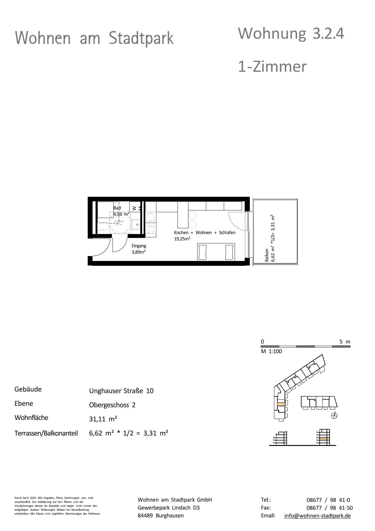 Wohnung zum Kauf provisionsfrei als Kapitalanlage geeignet 198.000 € 1 Zimmer 31,1 m²<br/>Wohnfläche Unghauser Straße 10 Burghausen Burghausen 84489