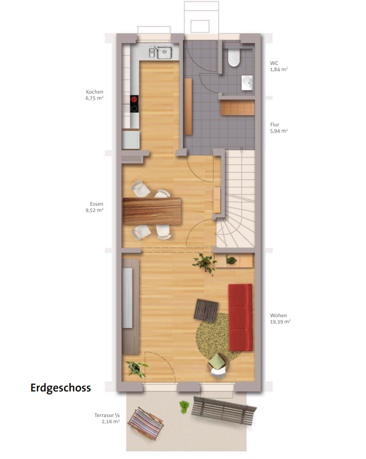 Reihenmittelhaus zum Kauf provisionsfrei 492.800 € 4 Zimmer 109 m²<br/>Wohnfläche 100 m²<br/>Grundstück Am Bruckweg Kornburg / Worzeldorf Nürnberg 90455