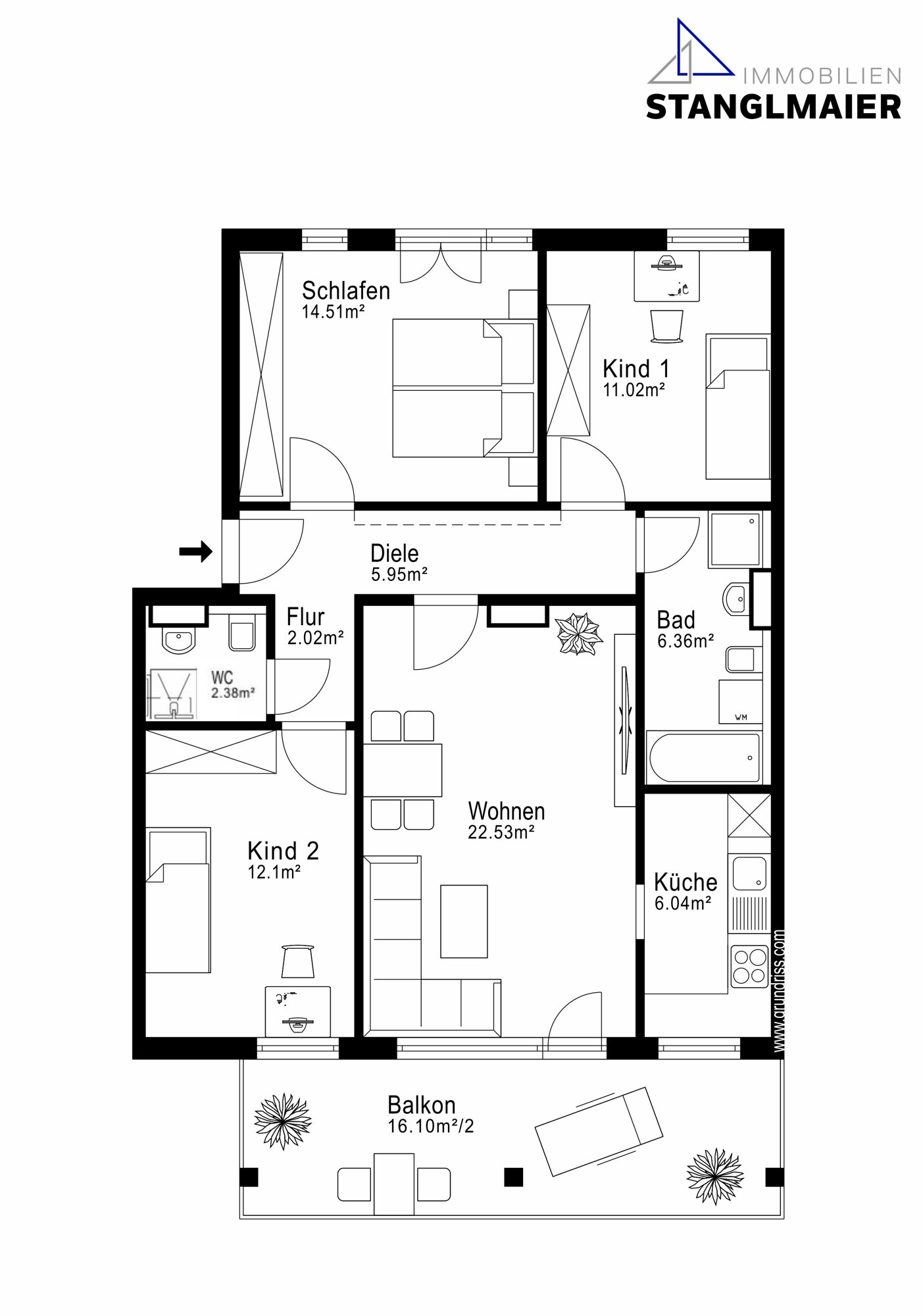 Wohnung zum Kauf 490.000 € 4 Zimmer 91,5 m²<br/>Wohnfläche 1.<br/>Geschoss Attaching Freising / Attaching 85356