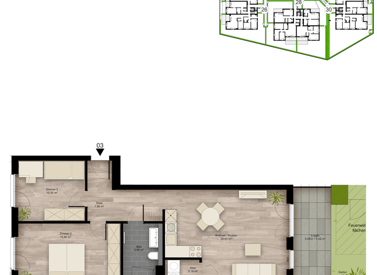 Wohnung zum Kauf - Erstbezug provisionsfrei 399.900 € 3 Zimmer 73,3 m² Elisabeth-Habeth-Weg 24-32 Witterschlick Alfter 53347