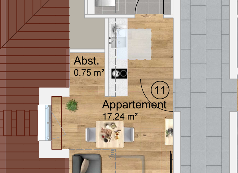Studio zur Miete - Erstbezug 520 € 1 Zimmer 22,3 m² 1. Geschoss frei ab 01.06.2026 Gutsstraße 5 Pentenried Krailling 82349