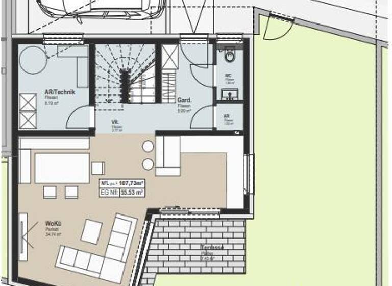 Reihenmittelhaus zum Kauf - Erstbezug 399.400 € 4 Zimmer 108 m² Ladendorf 2126