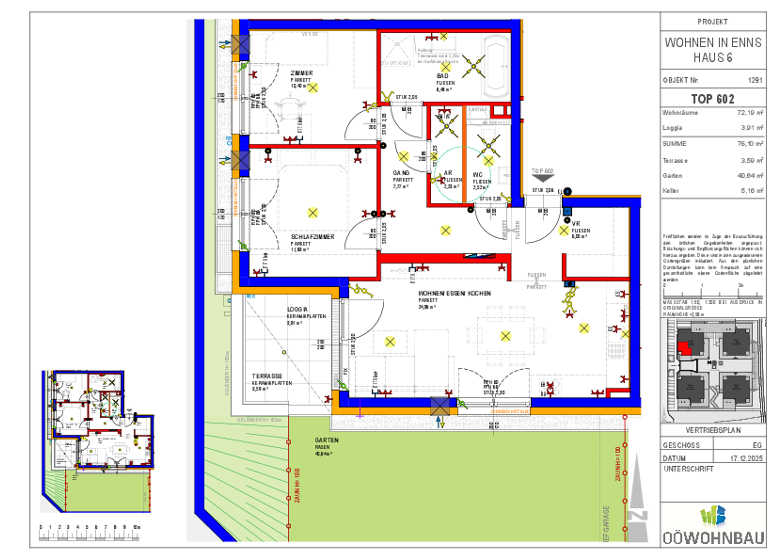 Wohnung zur Miete - Erstbezug 858 € 3 Zimmer 72,2 m² EG Kellner-Straße/Perausch-Straße Enns 4470
