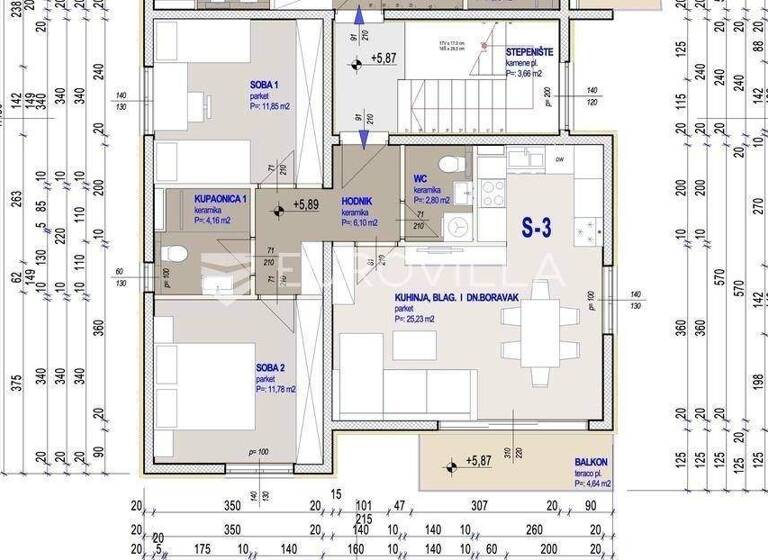 Wohnung zum Kauf 217.000 € 2 Zimmer 64 m² 2. Geschoss Kastel Gomilica Kastela