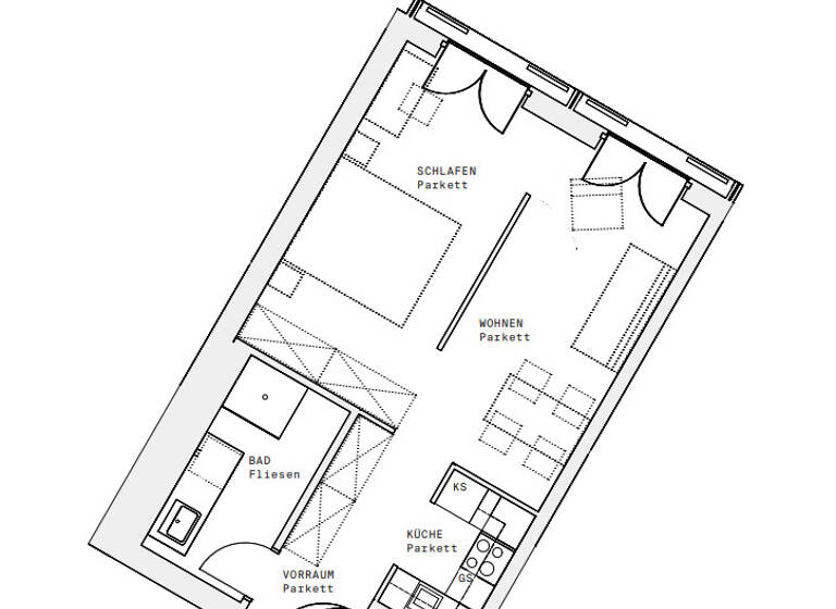 Wohnung zur Miete - Erstbezug 995 € 1,5 Zimmer 44,5 m² 16. Geschoss Wien 1220