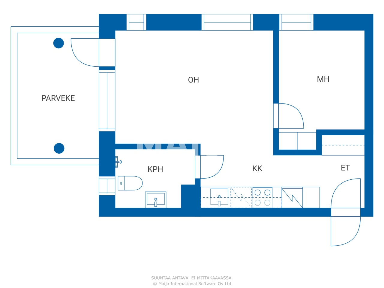 Studio zum Kauf 189.000 € 2 Zimmer 42,5 m²<br/>Wohnfläche 2.<br/>Geschoss Venevalkamantie 7 Kauniainen 02700