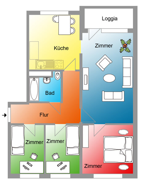 Wohnung zur Miete 460 € 4 Zimmer 75,4 m²<br/>Wohnfläche 2.<br/>Geschoss 01.03.2025<br/>Verfügbarkeit Taklerring 32 Groß Klein Rostock 18109