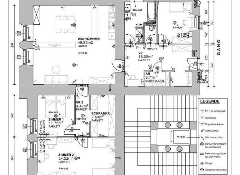 Wohnung zur Miete 1.471 € 4 Zimmer 139,8 m² 2. Geschoss Arsenal 14 Wien 1030