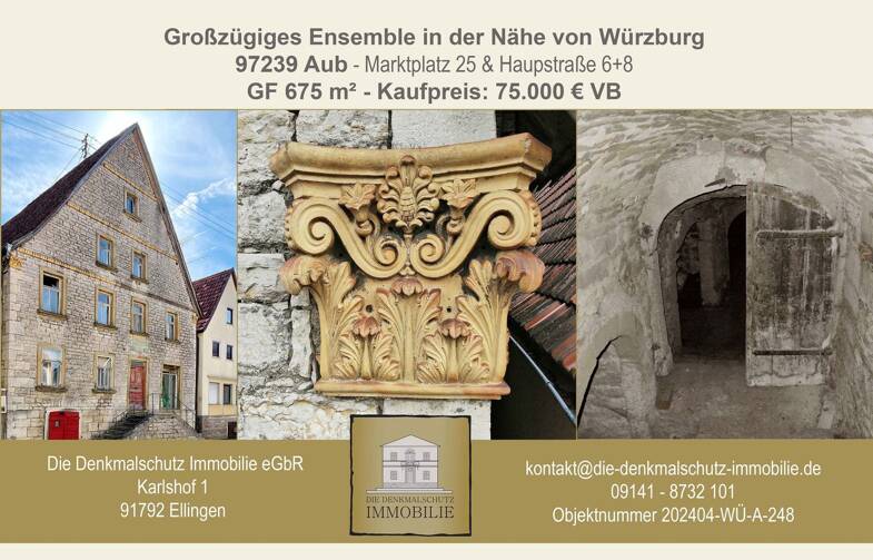 Haus zum Kauf 75.000 € 486 m² 675 m² Grundstück Marktplatz 25 Aub Aub 97239