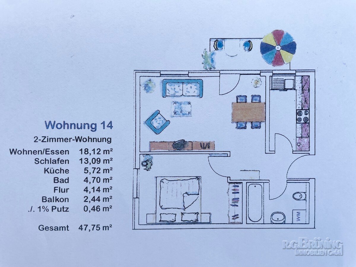 Wohnung zur Miete 680 € 2 Zimmer 48 m²<br/>Wohnfläche 1.<br/>Geschoss 01.02.2025<br/>Verfügbarkeit Neumühl Kehl / Neumühl 77694